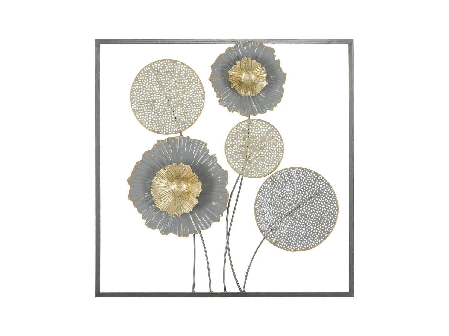 Decorazione in Metallo 3D Fiori 39, Multicolore, 50x3,8x50 cm, Epikasa