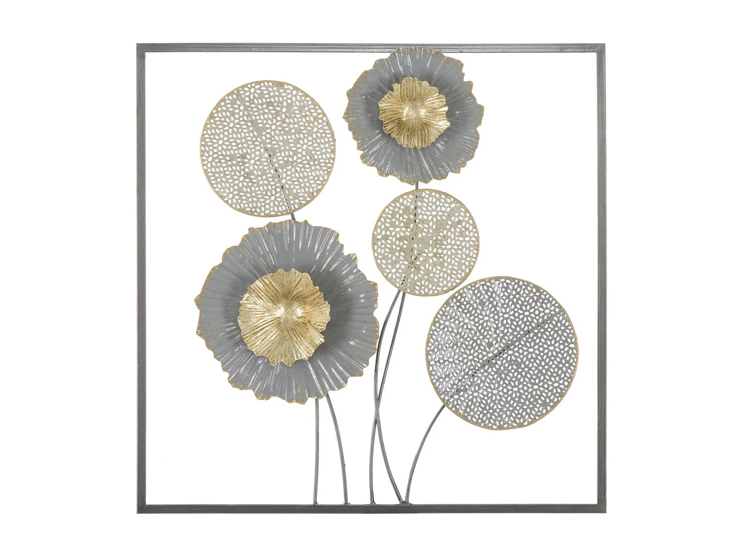 3D Metalen Decoratie Bloemen 39, Veelkleurig, 50x3,8x50 cm, Seven Design