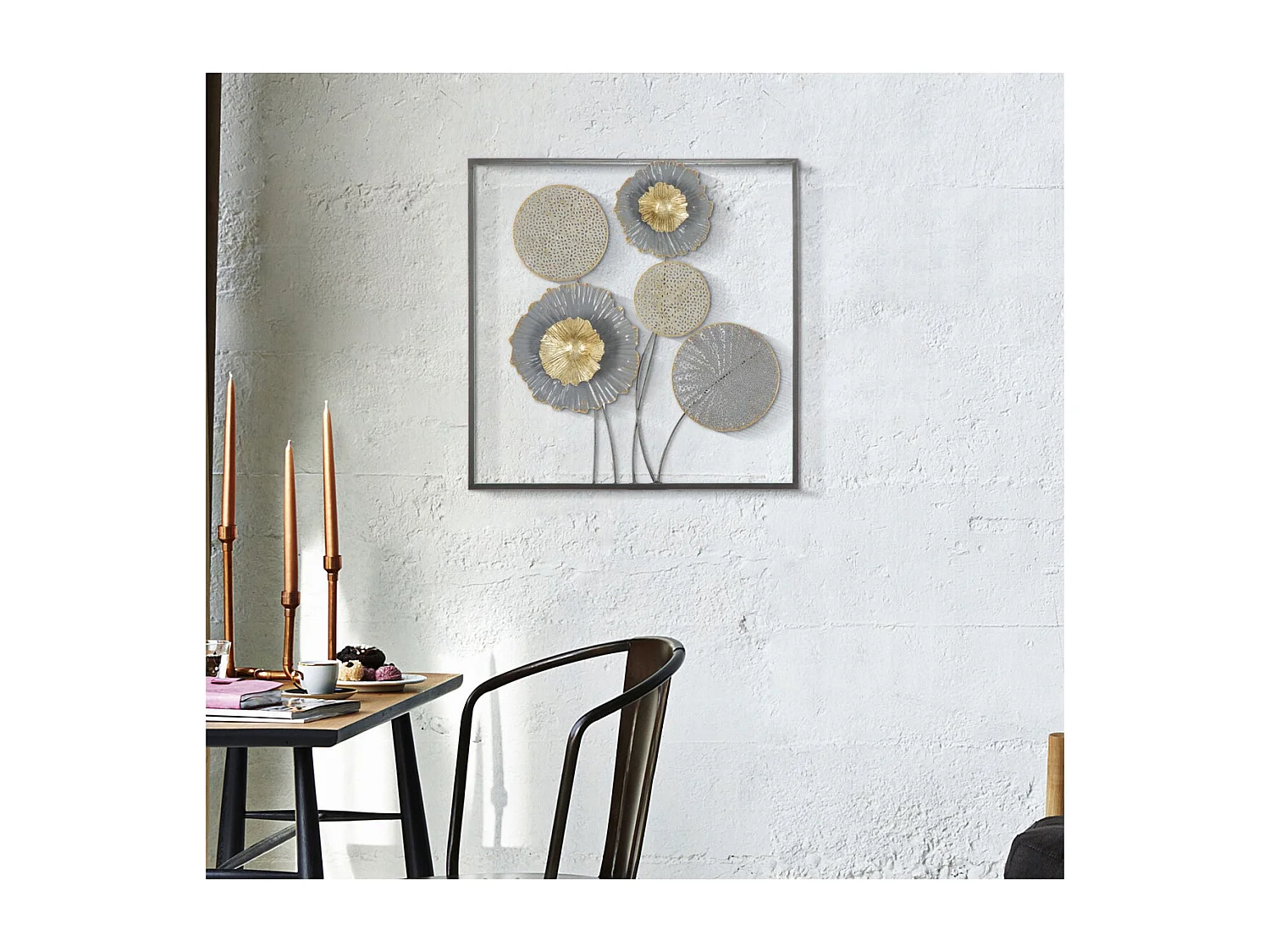 3D Metalen Decoratie Bloemen 39, Veelkleurig, 50x3,8x50 cm, Seven Design