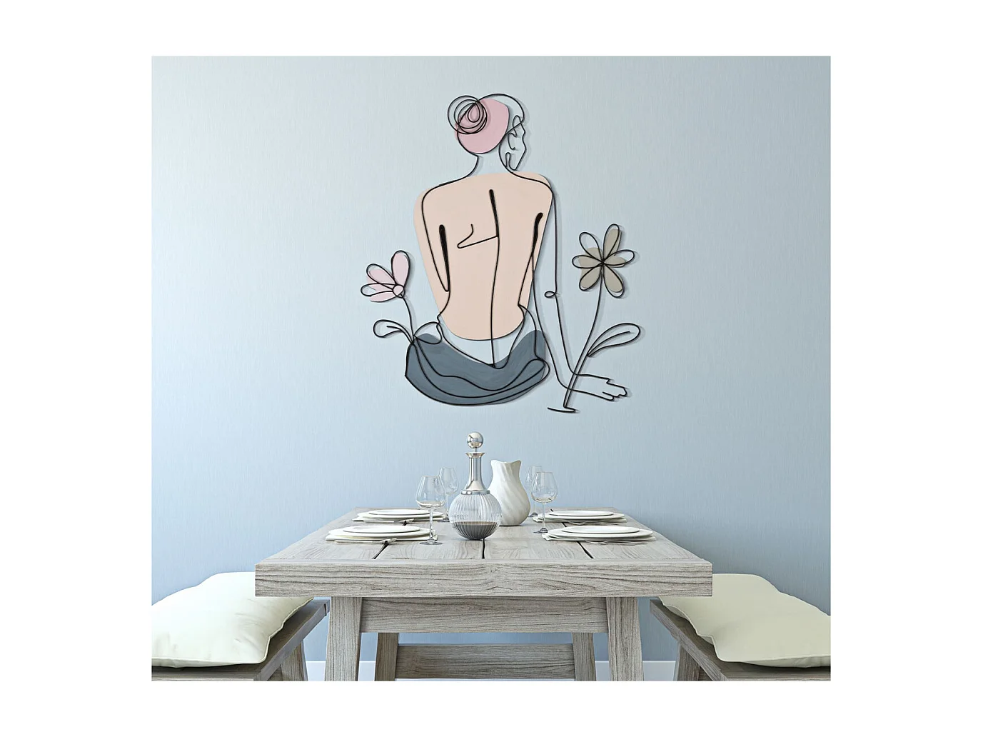 Décoration 3D en Métal Corps 6, Multicouleur, 80x1,3x90 cm, Seven Design