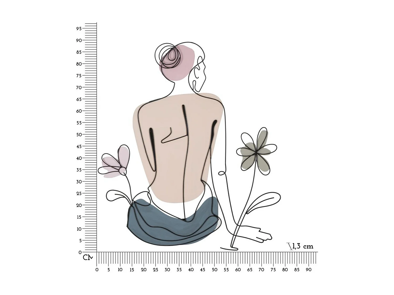 Décoration 3D en Métal Corps 6, Multicouleur, 80x1,3x90 cm, Seven Design