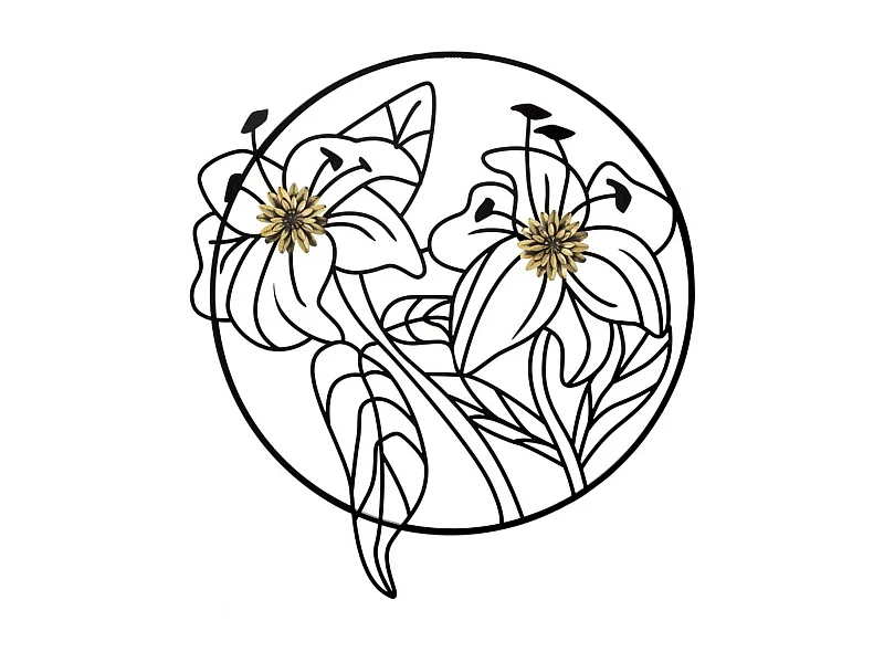 Décoration 3D en Métal MF34, Noir, 63x2x69 cm, Seven Design