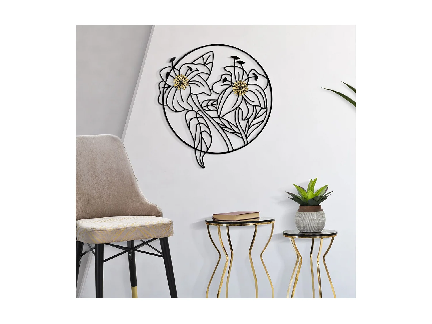 Décoration 3D en Métal MF34, Noir, 63x2x69 cm, Seven Design