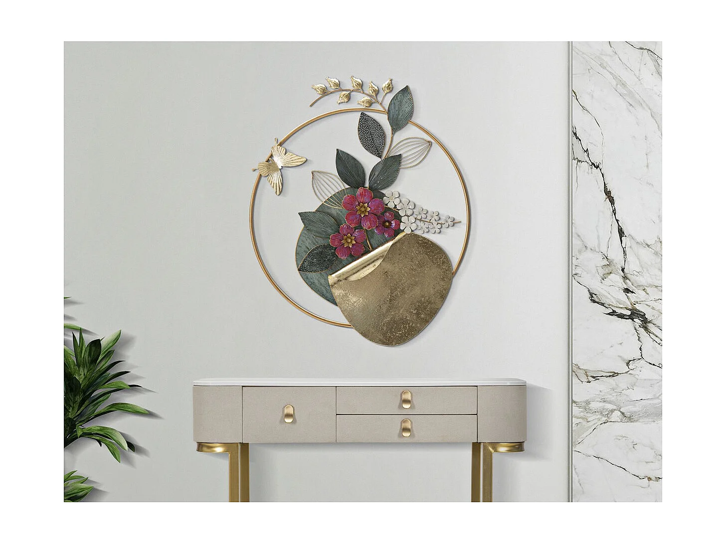 Décoration 3D en Métal Feuille 15, Multicouleur, 67x8x74 cm, Seven Design