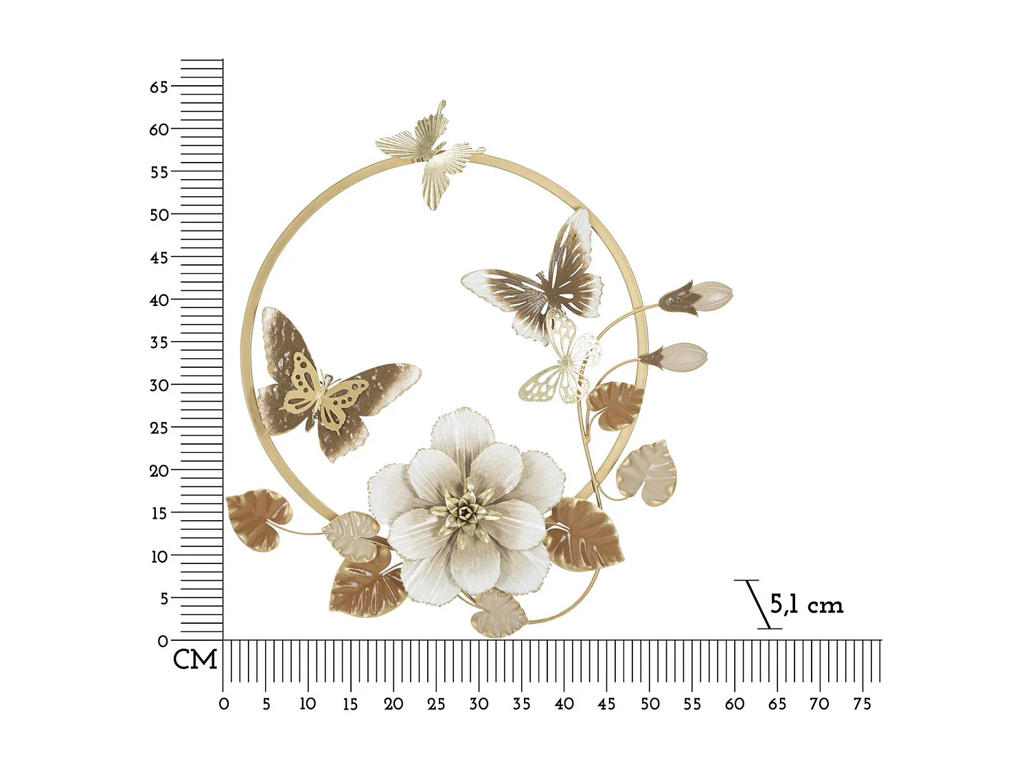 Metalowa Dekoracja 3D Motyl 9, Wielokolorowy, 58,4x5,1x63,5 cm, Seven Design