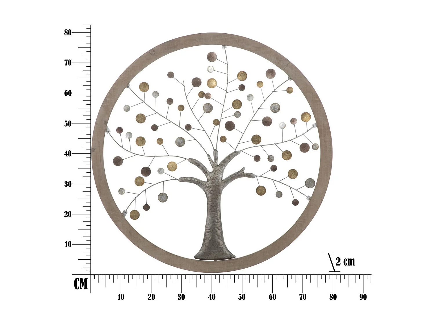 Décoration 3D en Métal Arbre 8, Multicouleur, 80x2x80 cm, Seven Design