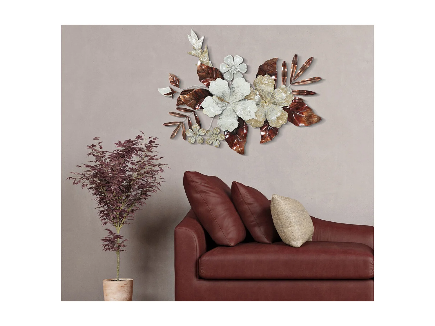 Décoration 3D en Métal Fleurs 27, Multicouleur, 83x8,5x55 cm, Seven Design