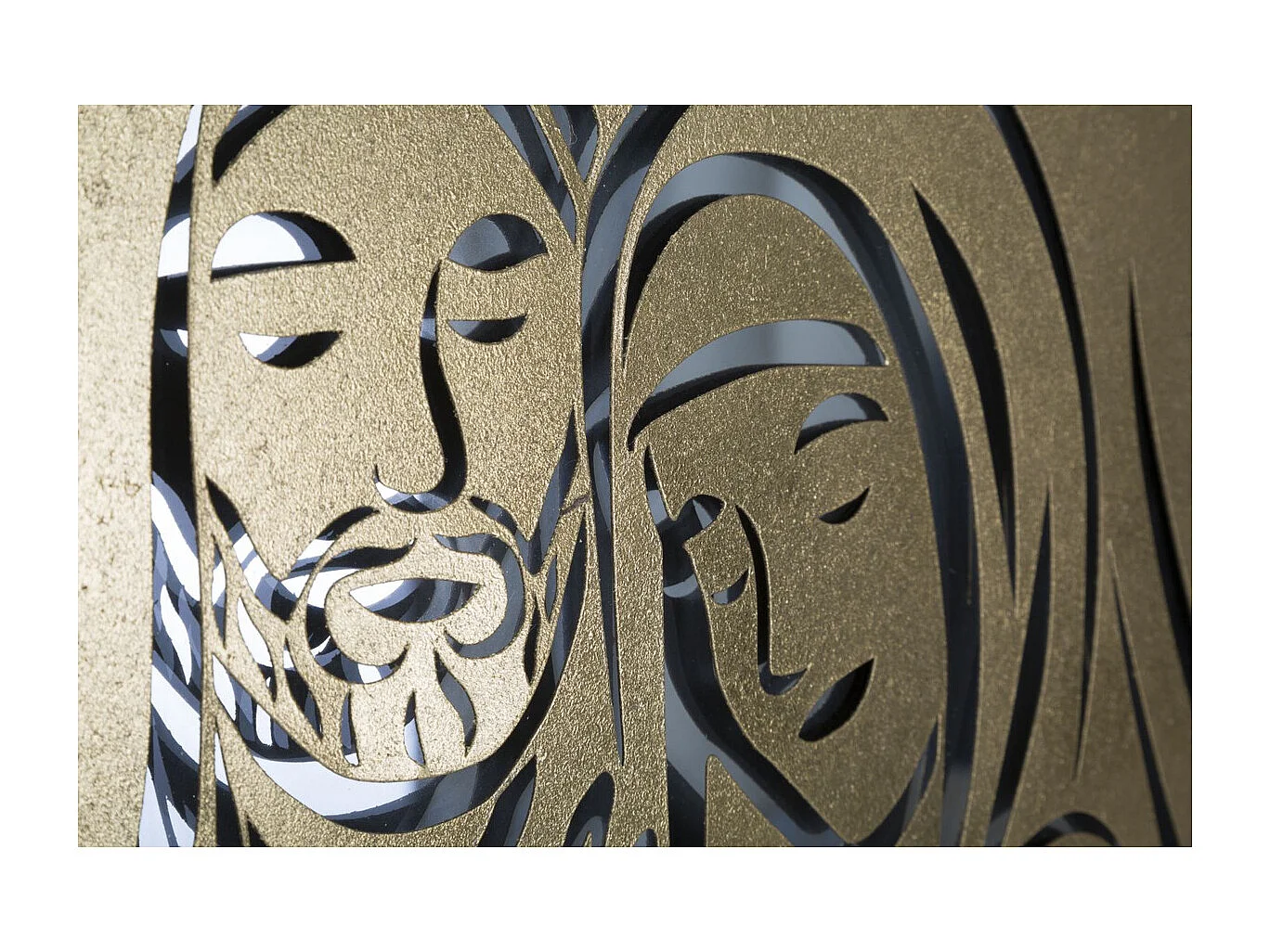 Metalowa Dekoracja 3D Kwiat Lotosu 1, Złoto, 120x2x60 cm, Seven Design