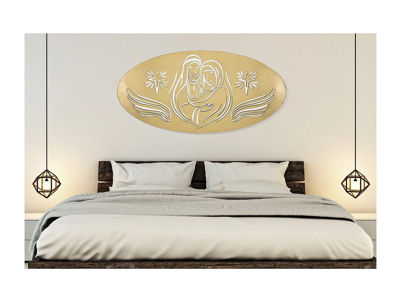 Metalowa Dekoracja 3D Kwiat Lotosu 1, Złoto, 120x2x60 cm, Seven Design