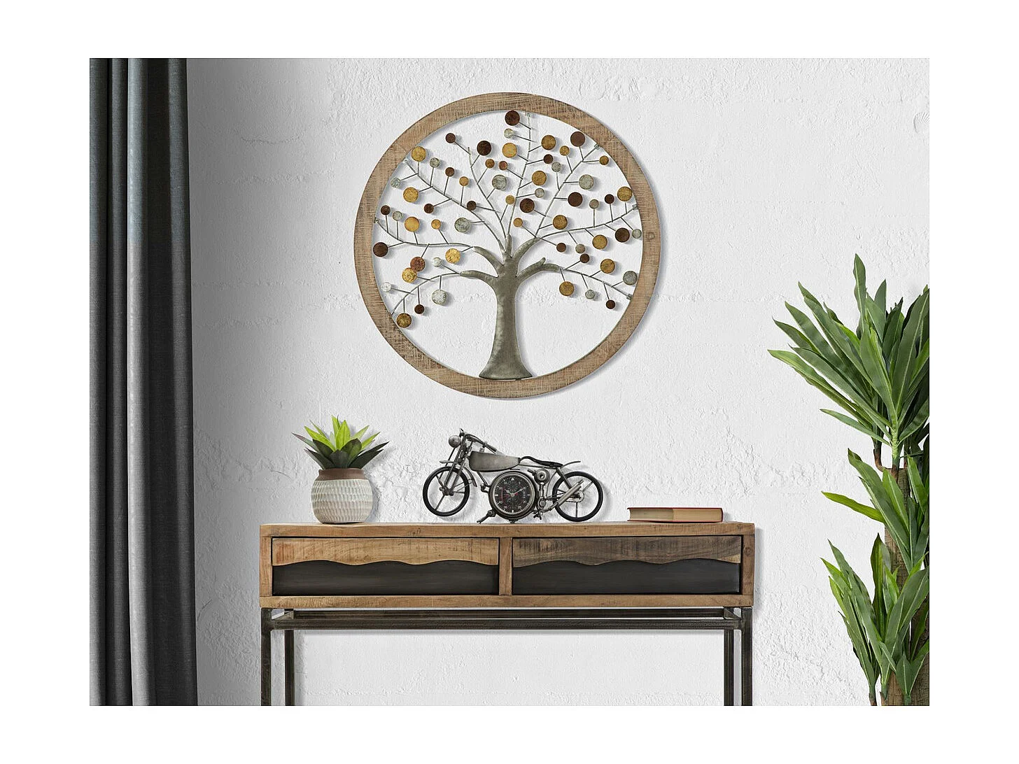 Décoration 3D en Métal Arbre 9, Marron, 61x1,8x61 cm, Seven Design