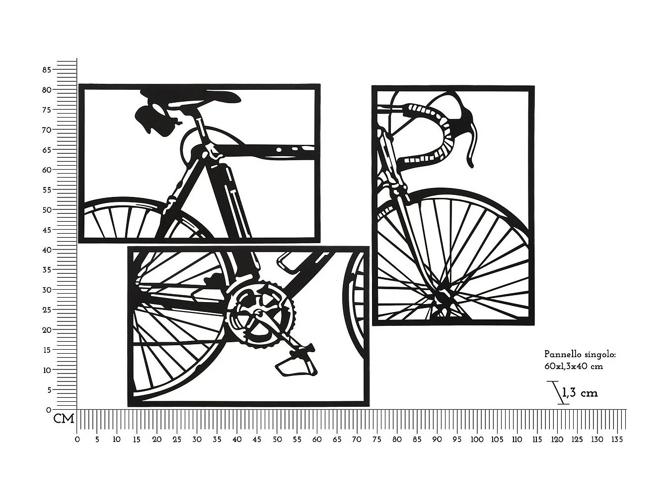 Décoration en Métal Bicyclette, Multicouleur, 40x1,3x60 cm, Seven Design