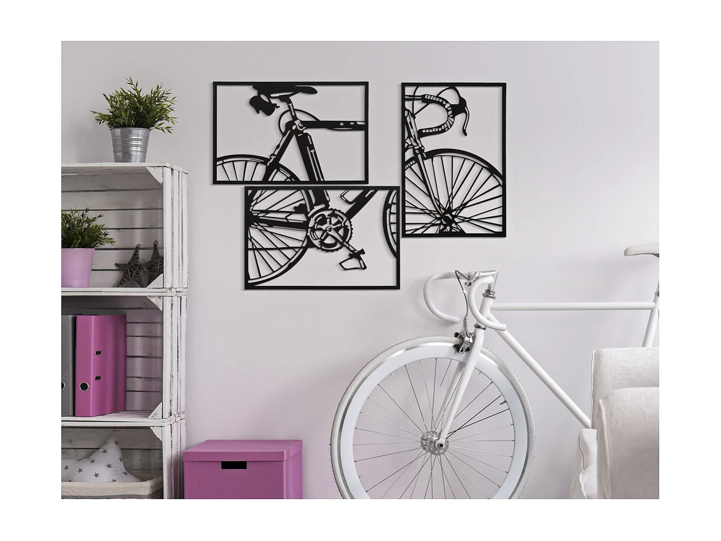 Decoração em Metal Bicicletta, Multicolorido, 40x1,3x60 cm, Seven Design