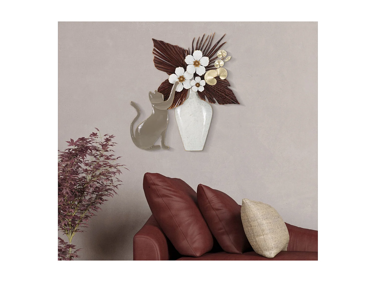 Metalowa Dekoracja 3D Koty 3, Wielokolorowy, 54,6x8,9x59,7 cm, Seven Design