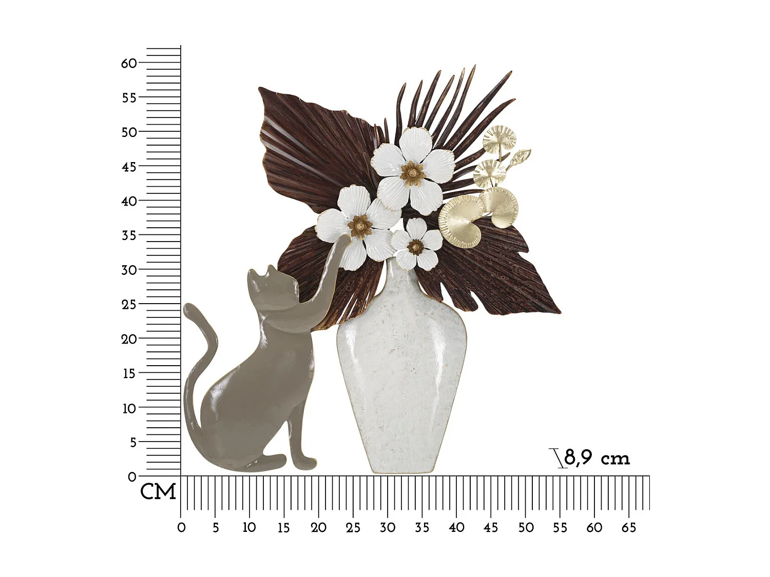 Metalowa Dekoracja 3D Koty 3, Wielokolorowy, 54,6x8,9x59,7 cm, Seven Design