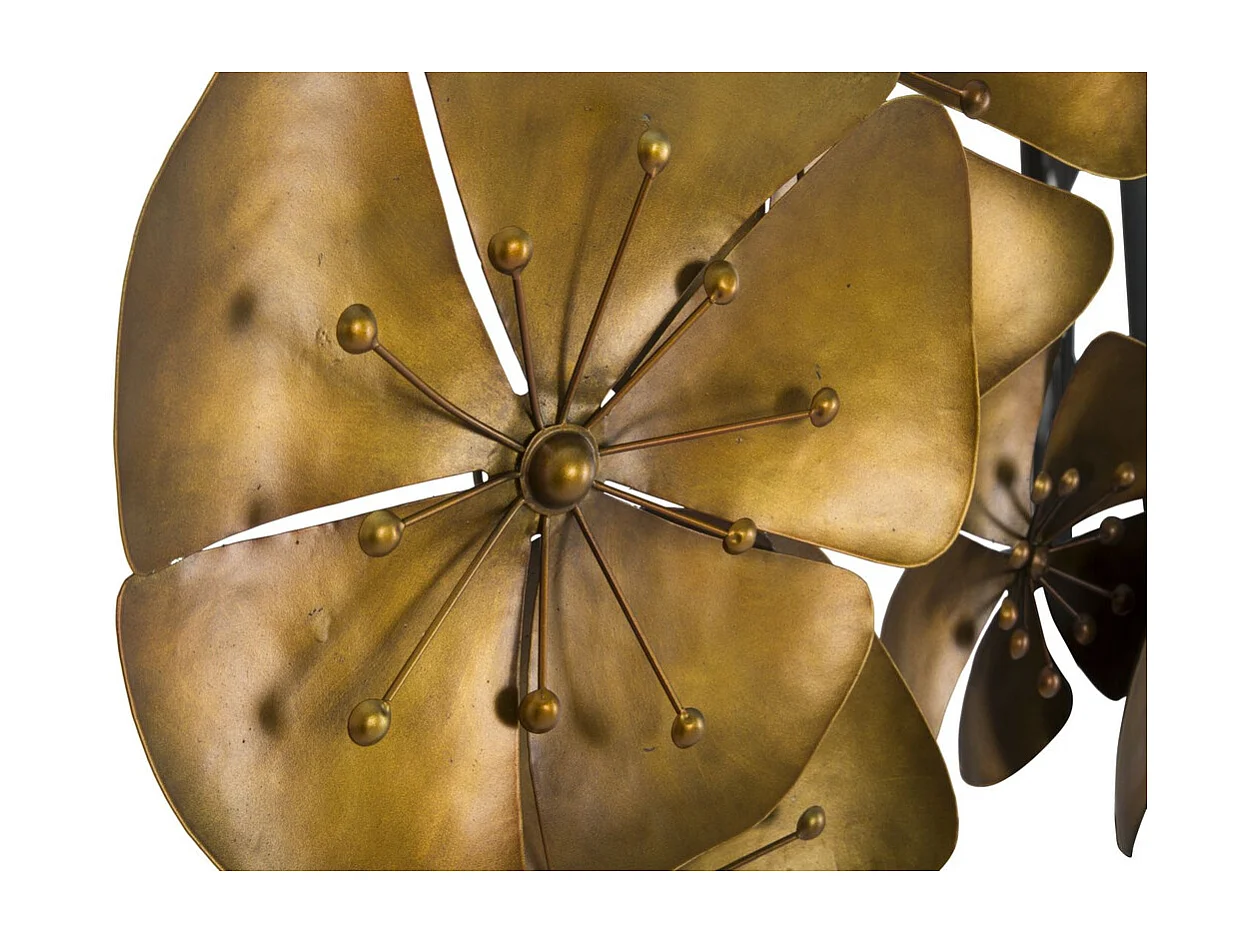 Decoração de Metal 3D Flores 18, Ouro, 80x6x57 cm, Seven Design