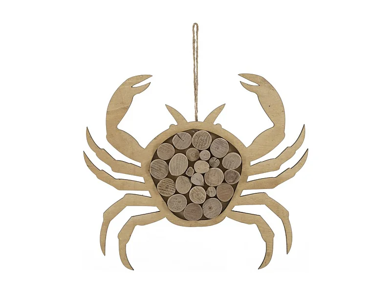 Décoration en Métal et Bois Crabe, Marron, 35x2x31 cm, Seven Design