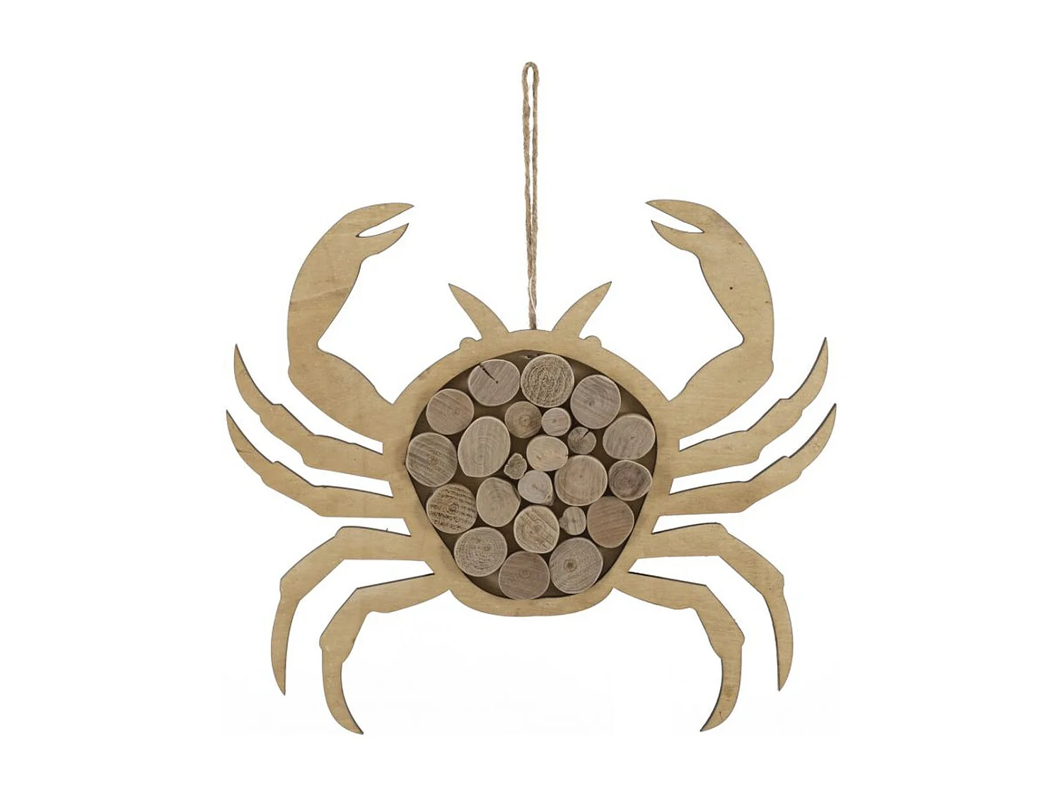 Décoration en Métal et Bois Crabe, Marron, 35x2x31 cm, Seven Design