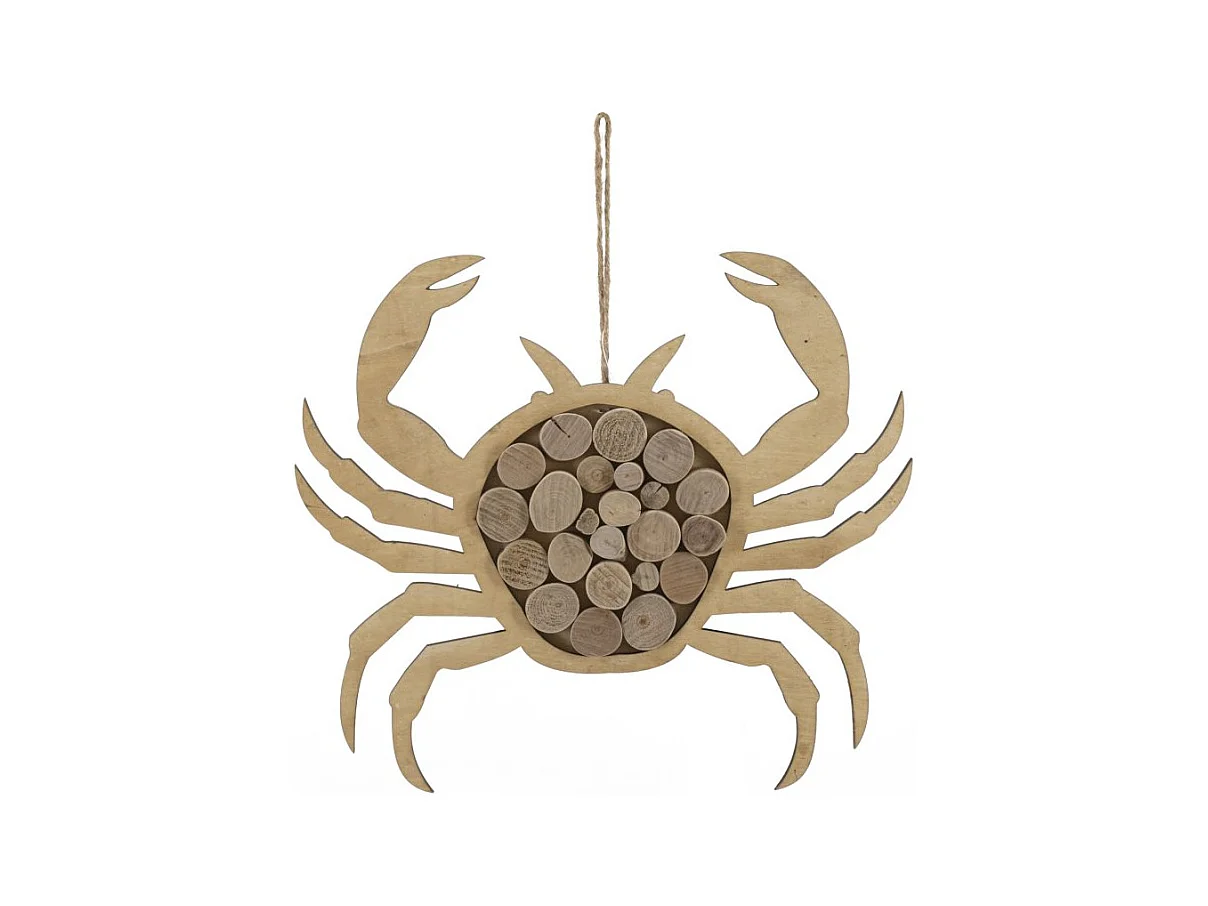 Décoration en Métal et Bois Crabe, Marron, 35x2x31 cm, Epikasa