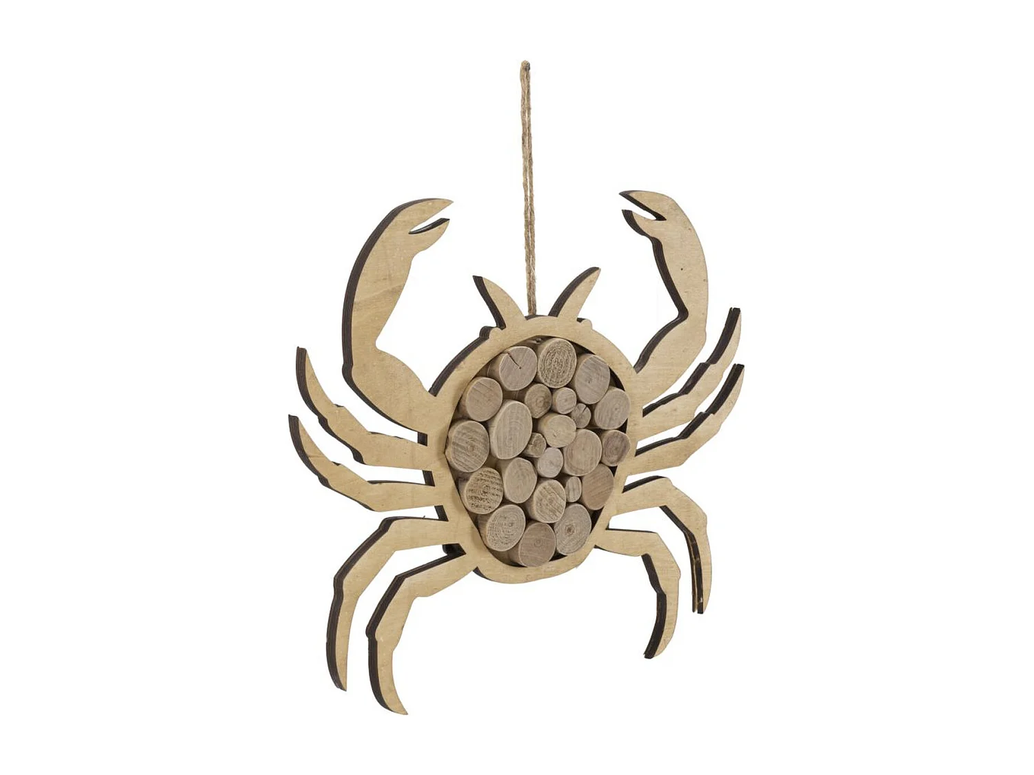 Décoration en Métal et Bois Crabe, Marron, 35x2x31 cm, Seven Design