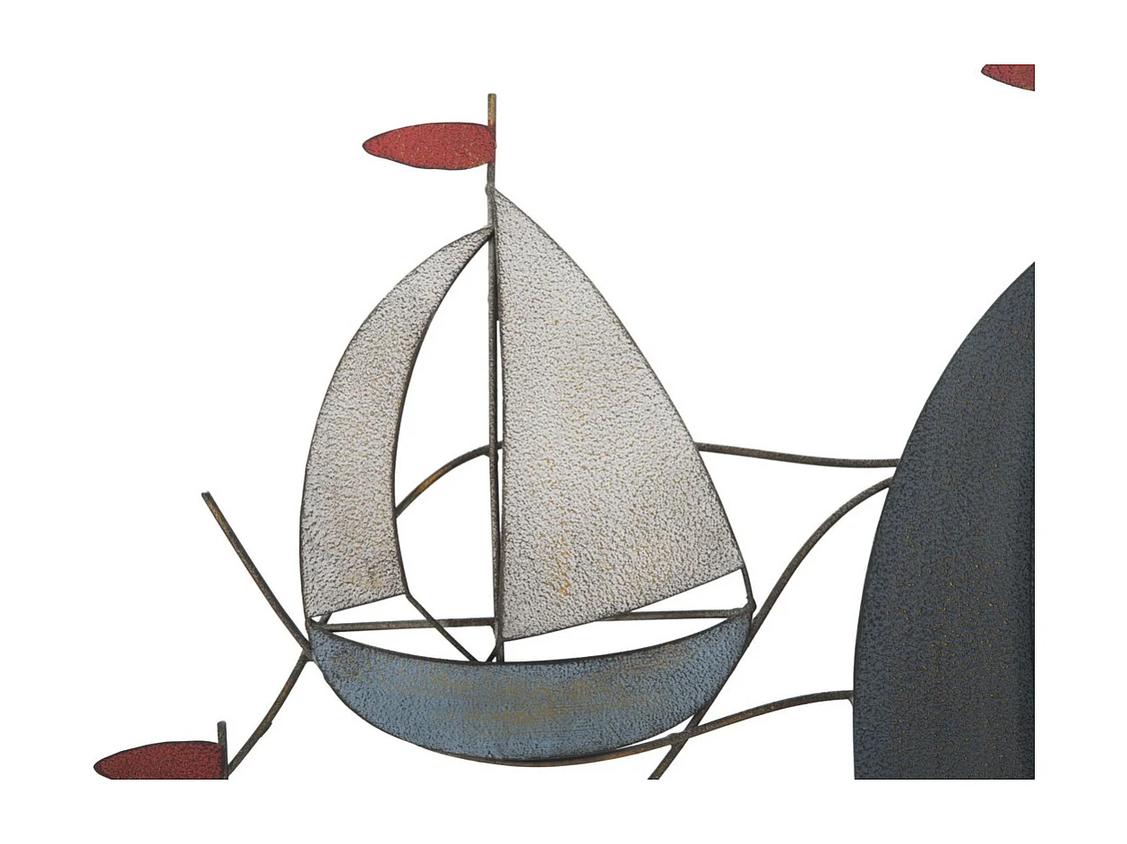 Décoration 3D en Métal Bateaux 1, Multicouleur, 114,5x3,5x62,5 cm, Seven Design
