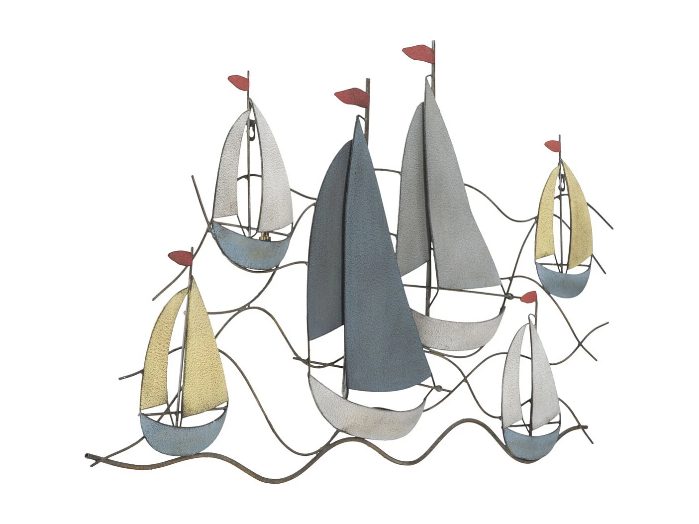 Décoration 3D en Métal Bateaux 1, Multicouleur, 114,5x3,5x62,5 cm, Seven Design