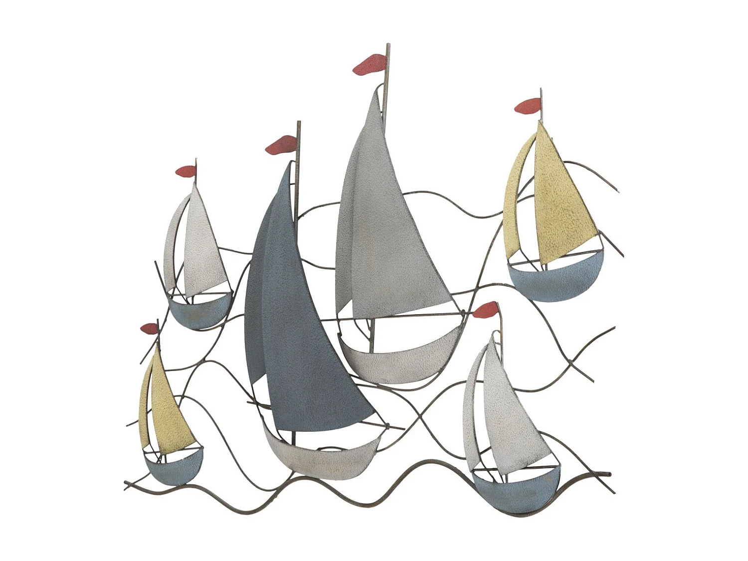 Décoration 3D en Métal Bateaux 1, Multicouleur, 114,5x3,5x62,5 cm, Seven Design