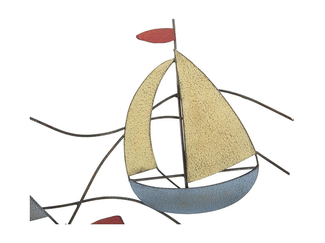 Décoration 3D en Métal Bateaux 1, Multicouleur, 114,5x3,5x62,5 cm, Seven Design