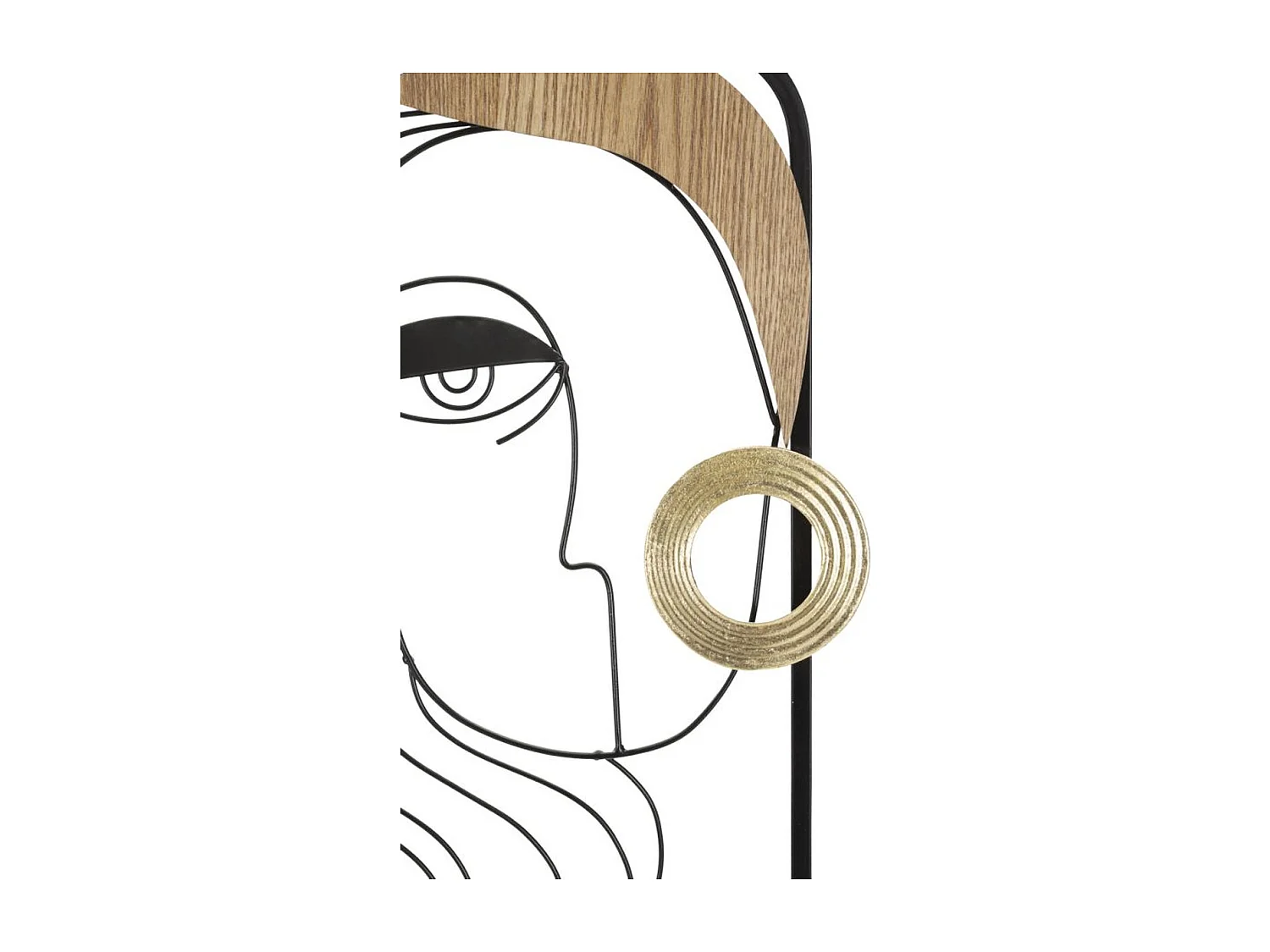 Décoration en Métal et Bois Visages 2, Marron, 52x2x63 cm, Seven Design