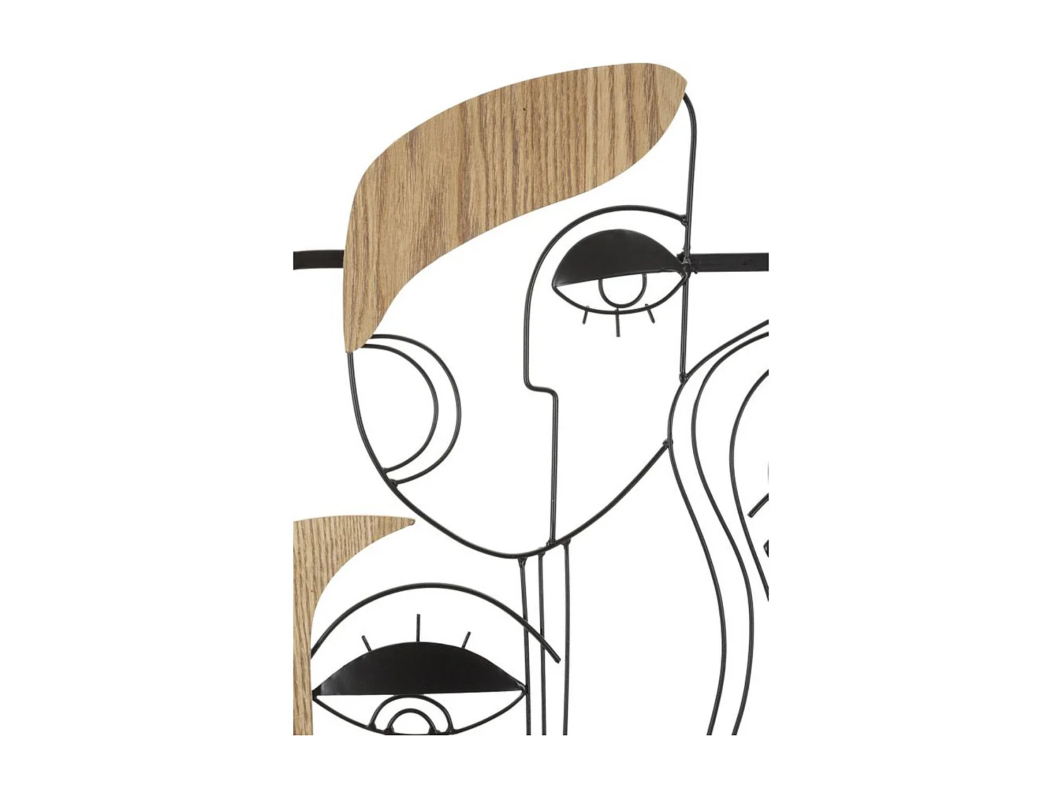 Décoration en Métal et Bois Visages 2, Marron, 52x2x63 cm, Seven Design