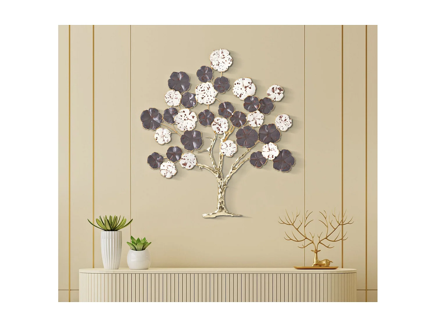 Décoration 3D en Métal Arbre 6, Multicouleur, 73,7x5x80 cm, Seven Design