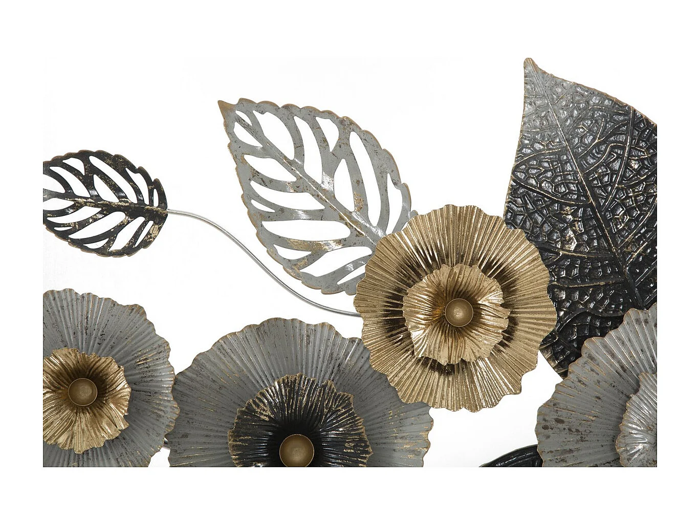 Décoration 3D en Métal Fleurs 5, Multicouleur, 120x7x59 cm, Seven Design