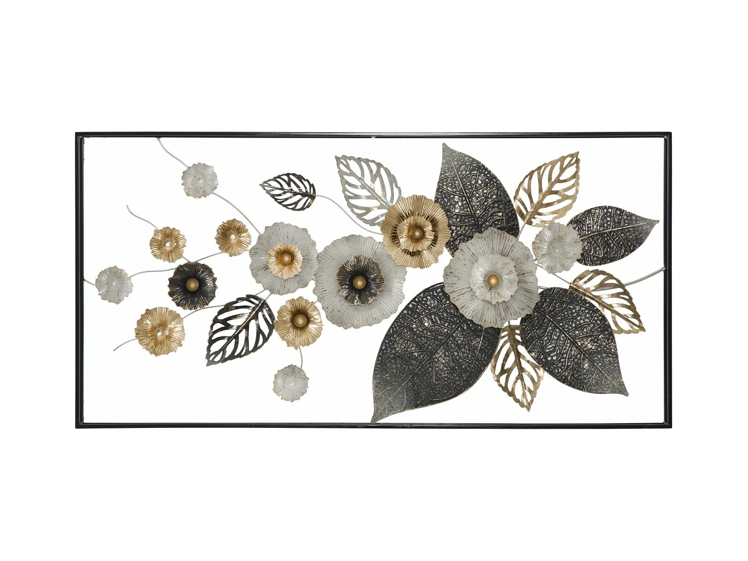 Décoration 3D en Métal Fleurs 5, Multicouleur, 120x7x59 cm, Epikasa