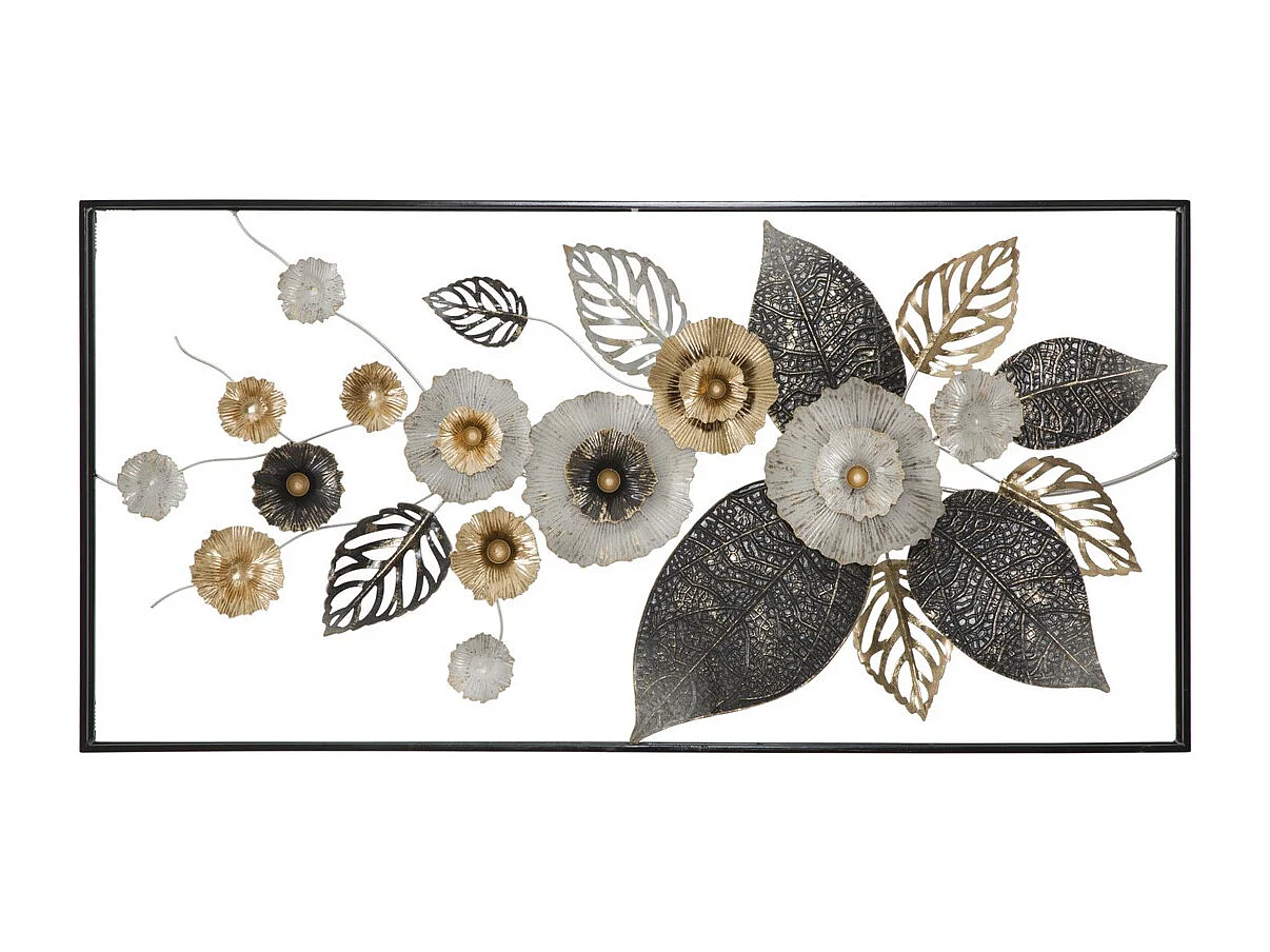 Decoração de Metal 3D Flores 5, Multicolorido, 120x7x59 cm, Seven Design