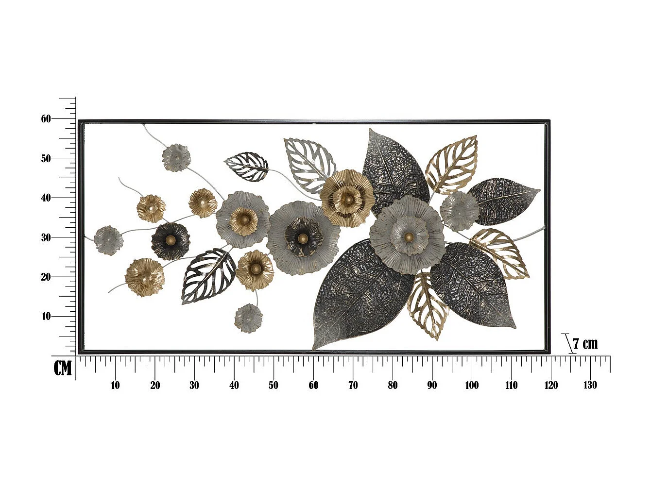 Decoração de Metal 3D Flores 5, Multicolorido, 120x7x59 cm, Seven Design