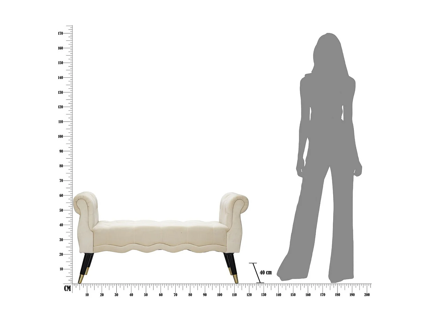 Banc MF297, Beige, 120x40x60 cm, Seven Design