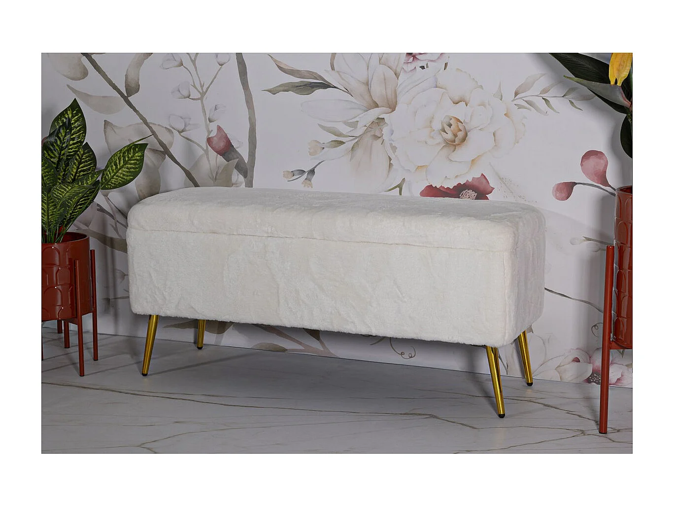 Banc avec Rangement MF303, Blanc, 112x42x50 cm, Seven Design