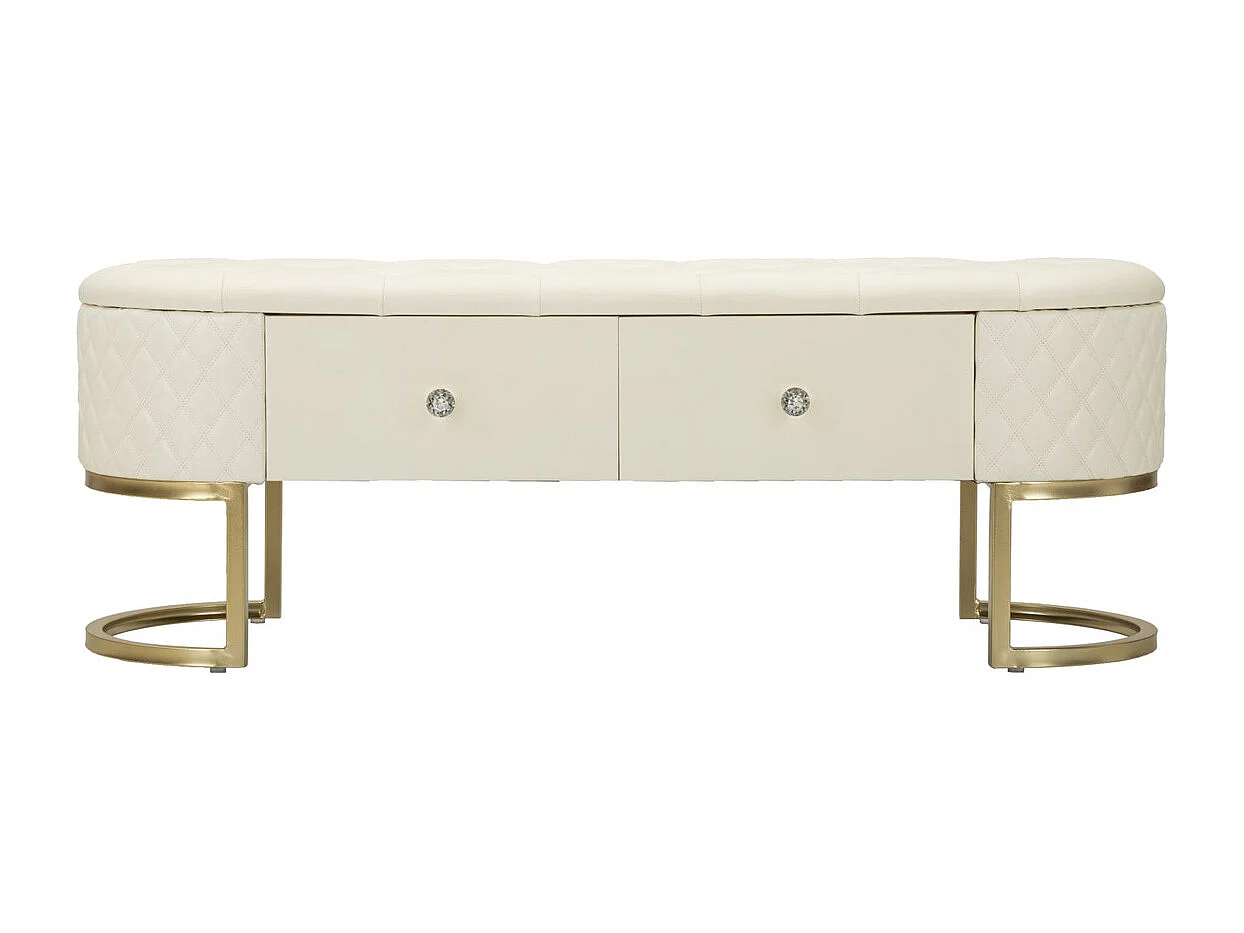 Banc avec Rangement MF302, Blanc, 120x40x43 cm, Seven Design