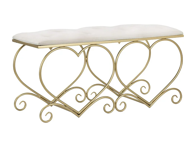 Banc Cœur 3, Or, 105x37,5x51,5 cm, Seven Design