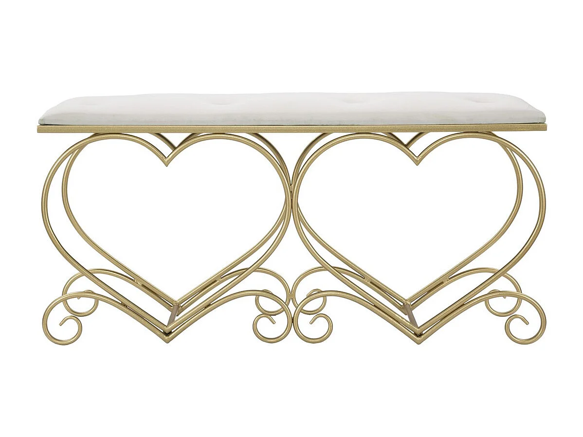 Ławka Serce 3, Złoto, 105x37,5x51,5 cm, Seven Design