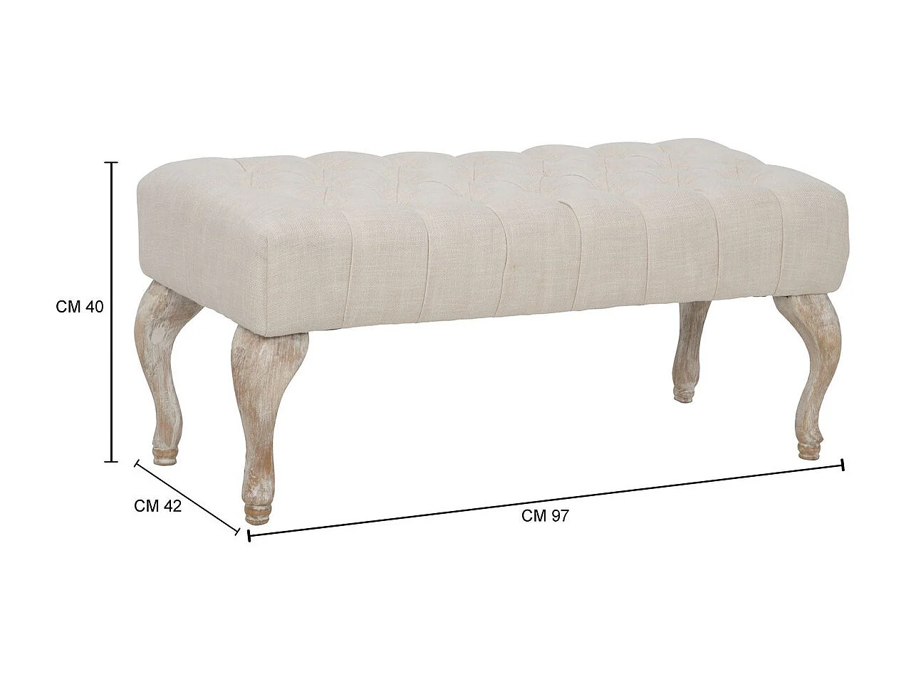 Banc MF296, Beige, 97x42x40 cm, Seven Design