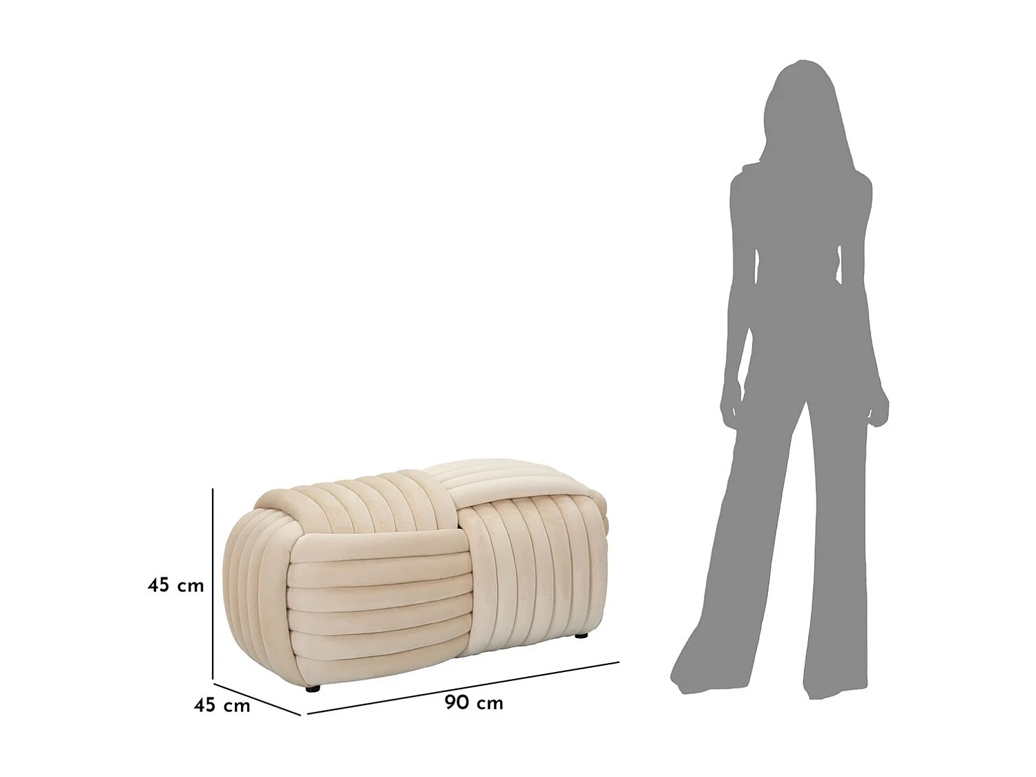 Banc Coude 1, Beige, 90x45x45 cm, Seven Design