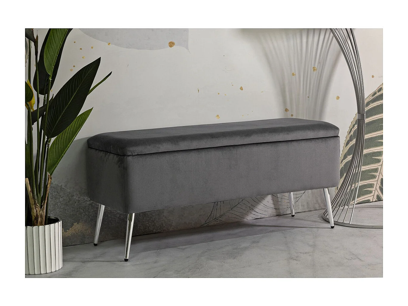 Banc avec Rangement MF304, Gris, 112x42x50 cm, Seven Design