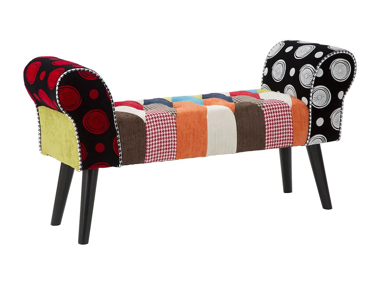Banc Patchwork, Multicouleur, 102x31x54 cm, Seven Design