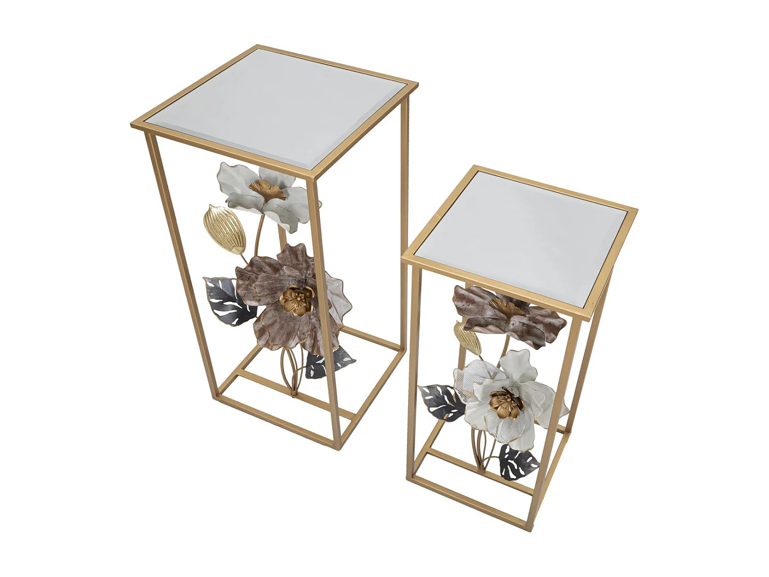Table d'Appoint Fleurs 74, Multicouleur, 36x36x70 cm, Seven Design