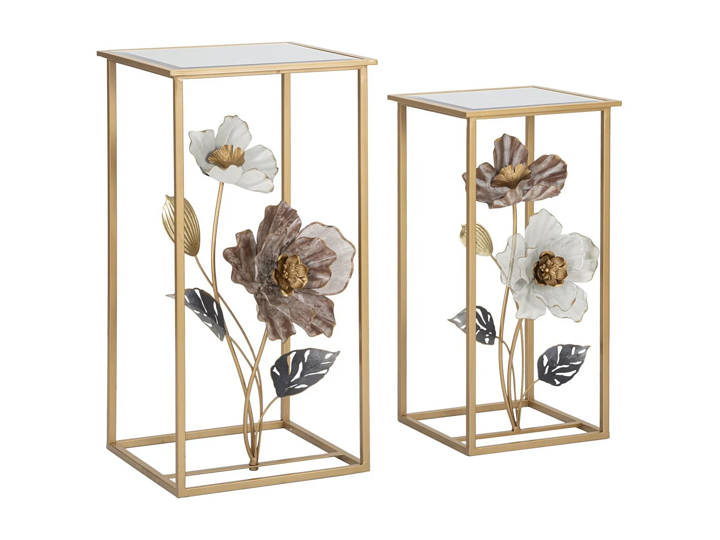 Table d'Appoint Fleurs 74, Multicouleur, 36x36x70 cm, Seven Design