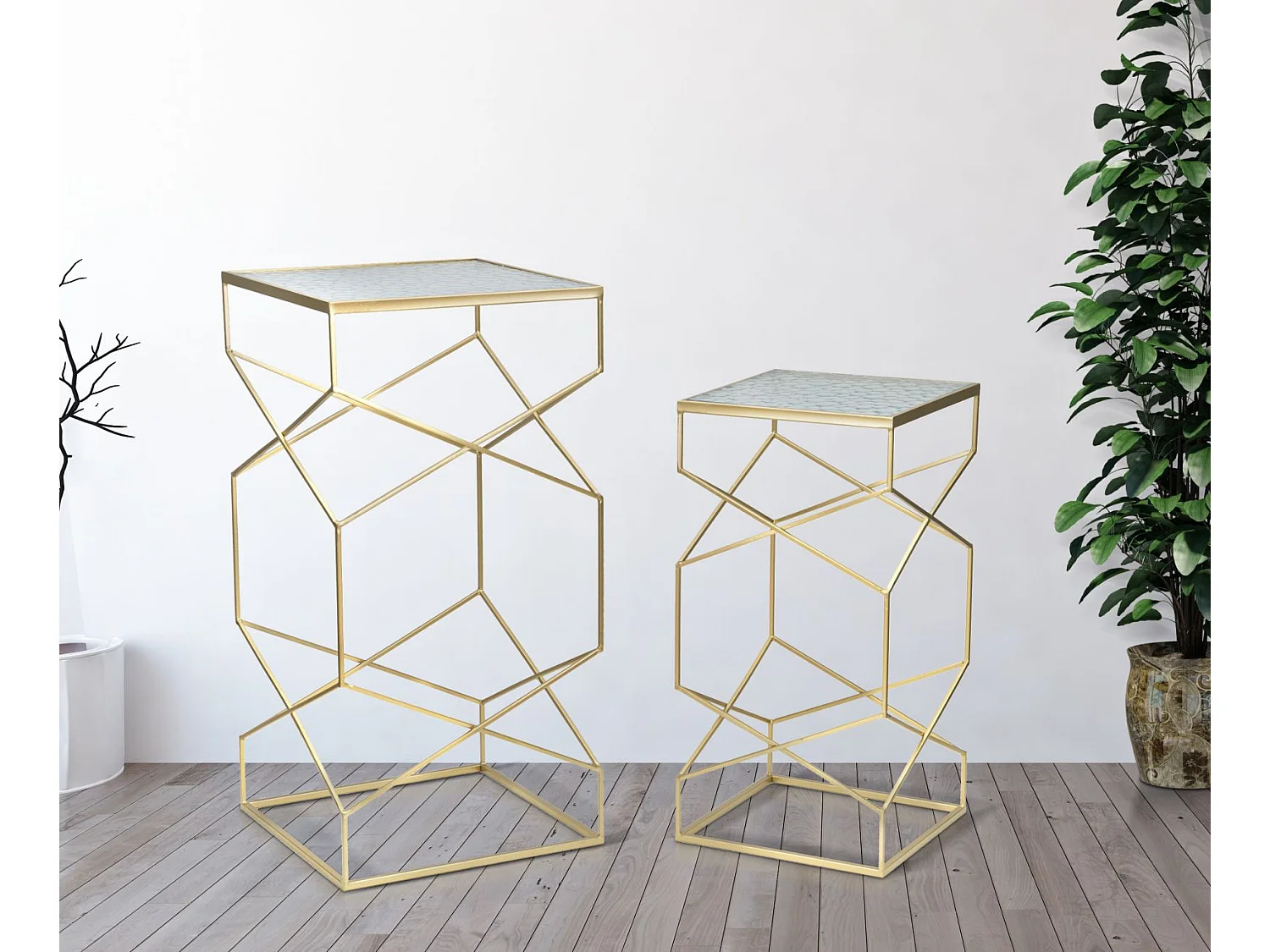 Tavolo MF595, Oro, 50x50x100 cm, Epikasa