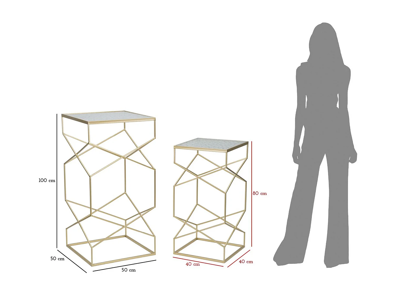 Tavolo MF595, Oro, 50x50x100 cm, Epikasa