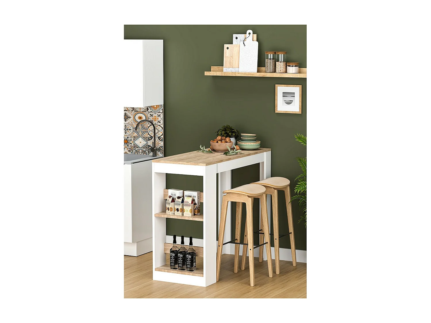 Table à Manger Bery, Blanc, 120x50x100 cm, Epikasa