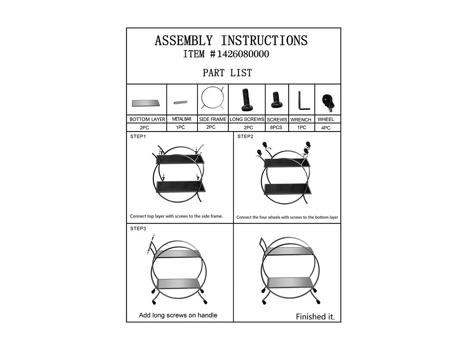 Chariot de Cuisine MF3, Or, 70x36,5x78 cm, Seven Design