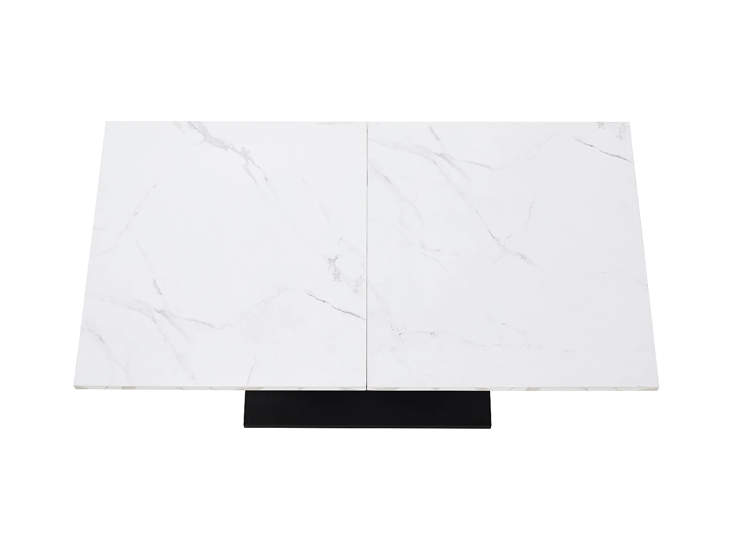 Eettafel voor 4/6 personen - 140 x 75 x 75,5 cm - MDF + Metalen poten - Marmereffect - Wit + zwart